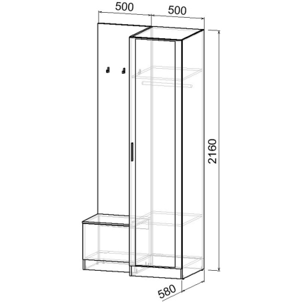 Набор мебели для прихожей "Марсель-151" МР 01-151 В2160 Ш1000 Г580 (ЛДСП Белый премиум) Набор мебели для прихожей "Марсель-151" МР 01-151 В2160 Ш1000 Г580 (ЛДСП Белый премиум)